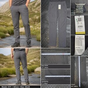 Rab Mens Incline Light Pants Anthracite Grey Hiking Outdoor QFV-05 34x34 NEW